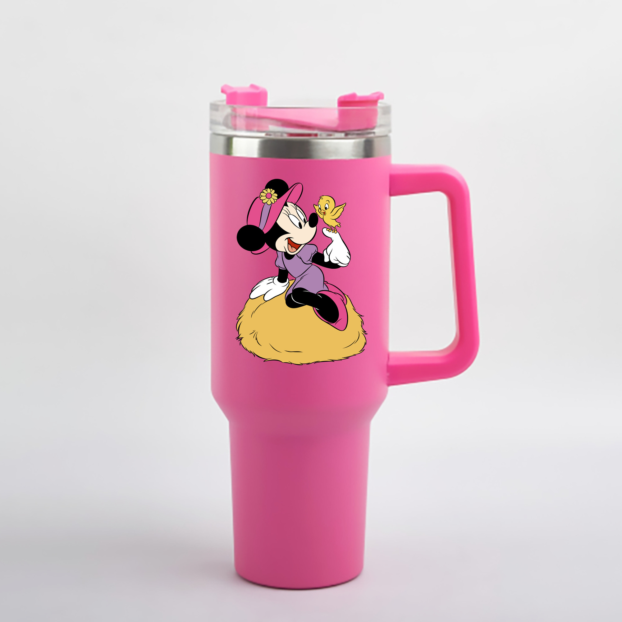 （画像用） ミッキーマウス Mickey Mouse 1200mL車用タンブラー - クリスタルステッカー（プラスチックストロー付き）